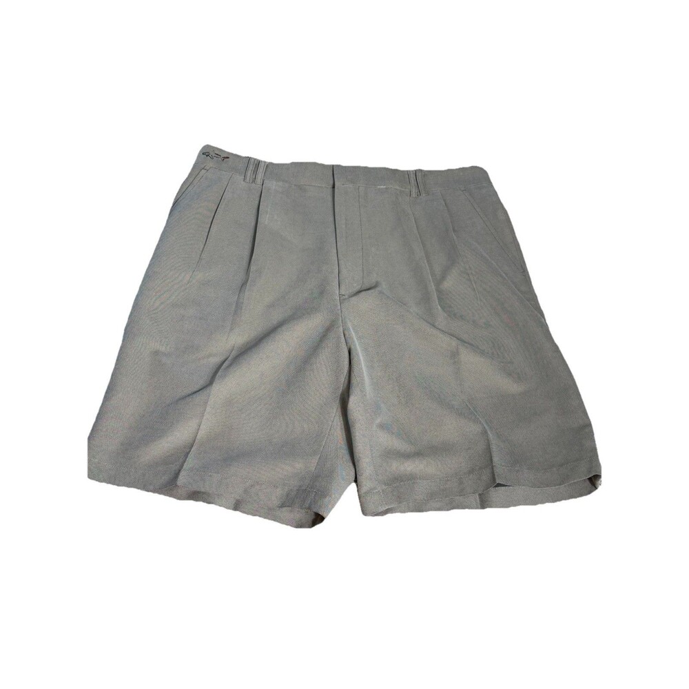 Greg Norman Collection Golf Shorts Mens 36 Beige-Khaki Polyester Pleated SHARK